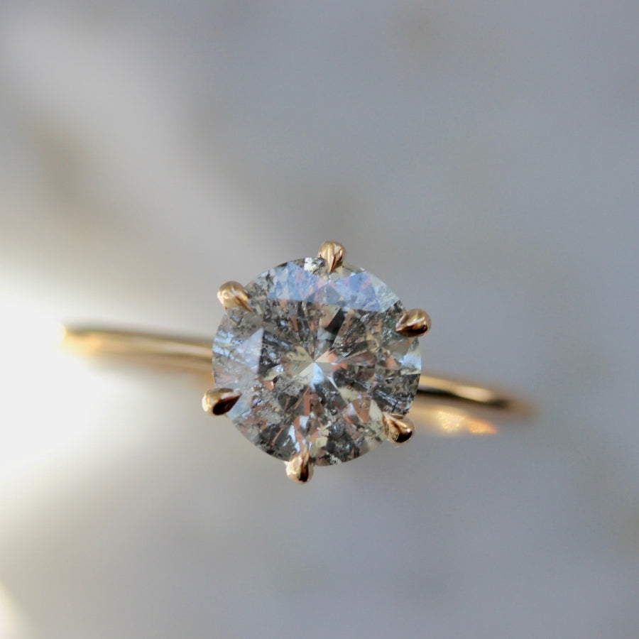 1.81 Carat Bella Salt & Pepper Round Brilliant Cut Diamond Ring