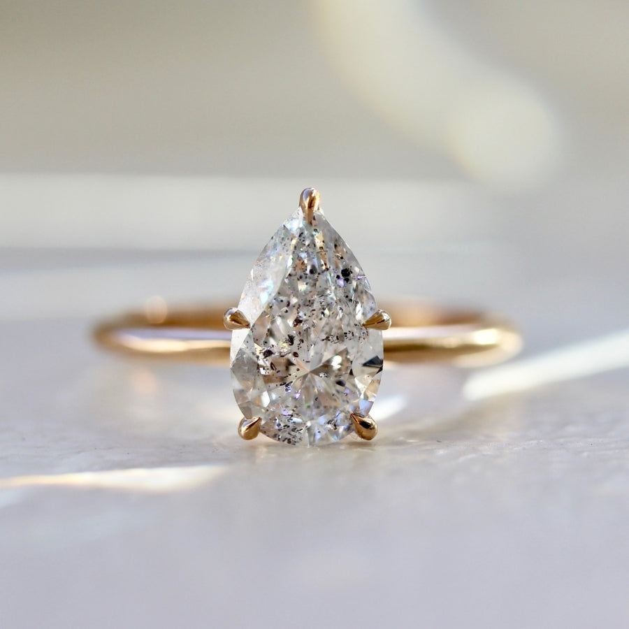 Moon Dust Salt & Pepper Pear Cut Diamond Ring