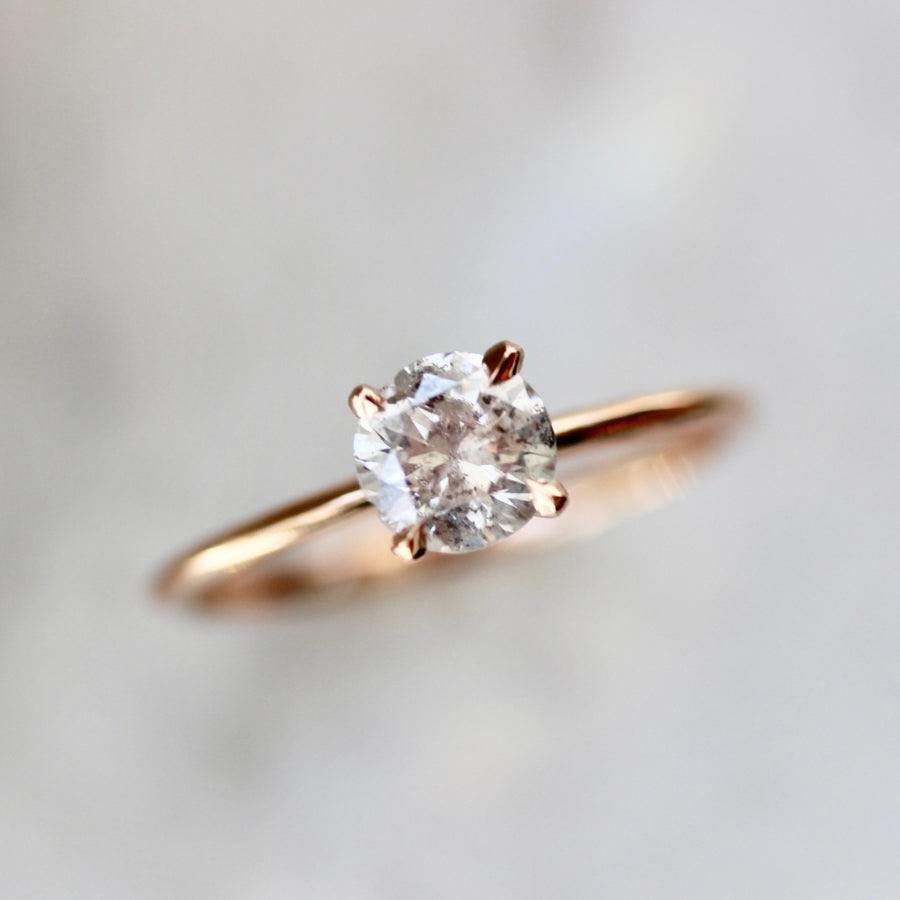 .74 Carat Stella Salt & Pepper Round Brilliant Cut Diamond Ring