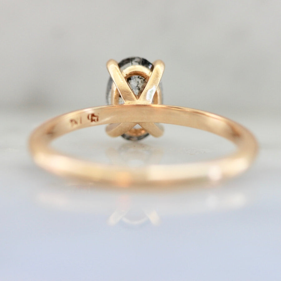 Stella Salt & Pepper Oval Cut Diamond In Peach Gold
