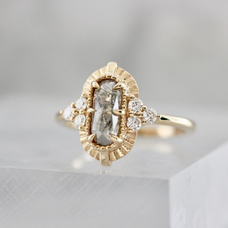 
            Marisol Salt &amp; Pepper Oval Rose Cut Diamond Ring