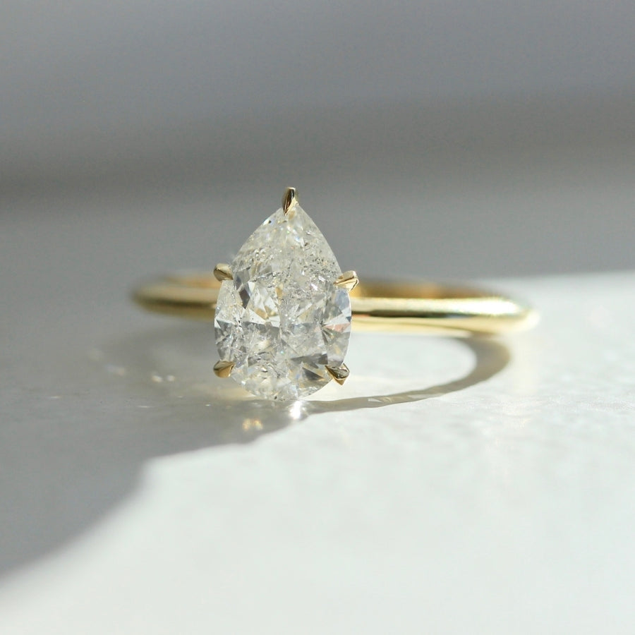 1.39 Carat Stella Icey Salt & Pepper Pear Cut Diamond Ring