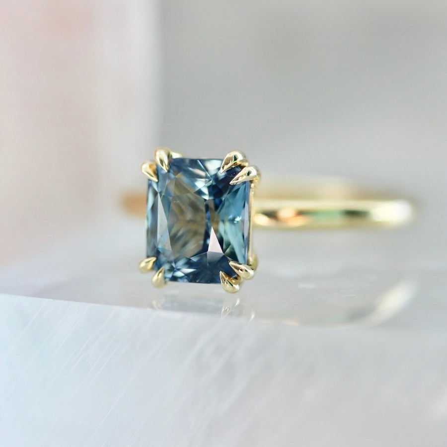Baja Babe Light Teal Radiant Cut Sapphire Ring