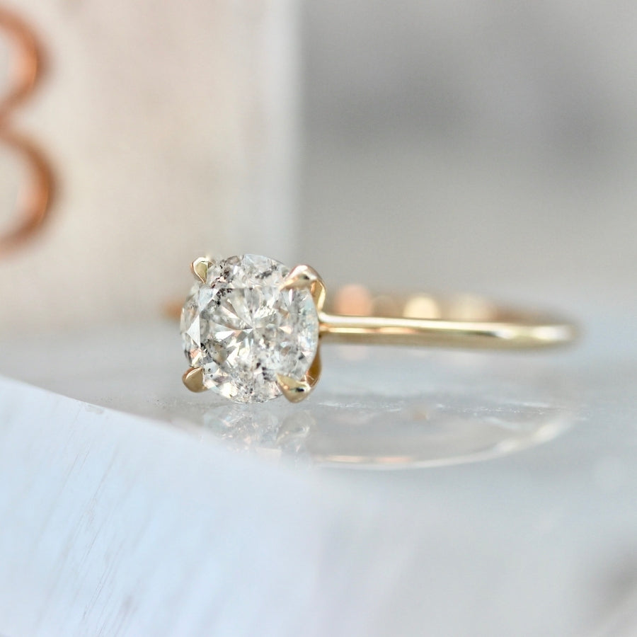 1.12 Carat Stella Salt & Pepper Round Brilliant Cut Diamond Ring