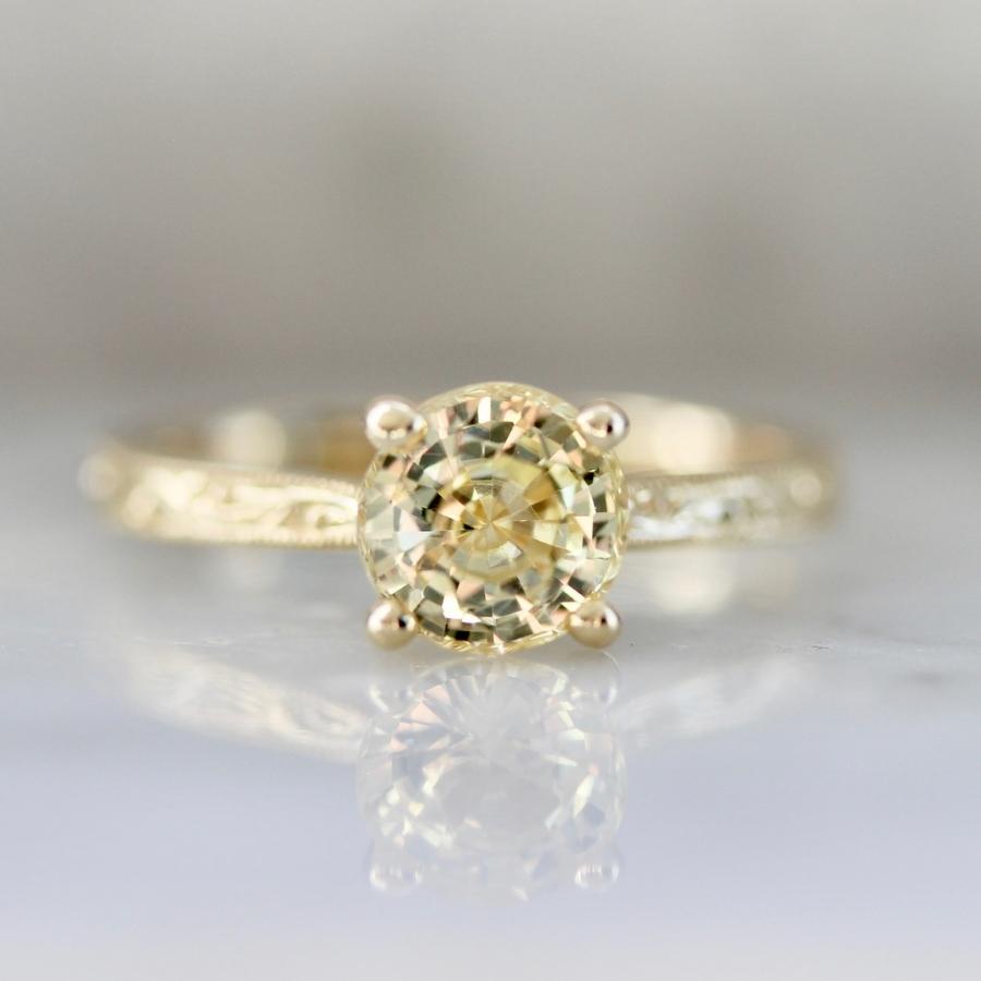 Lemon Wedge Yellow Round Brilliant Cut Sapphire Ring