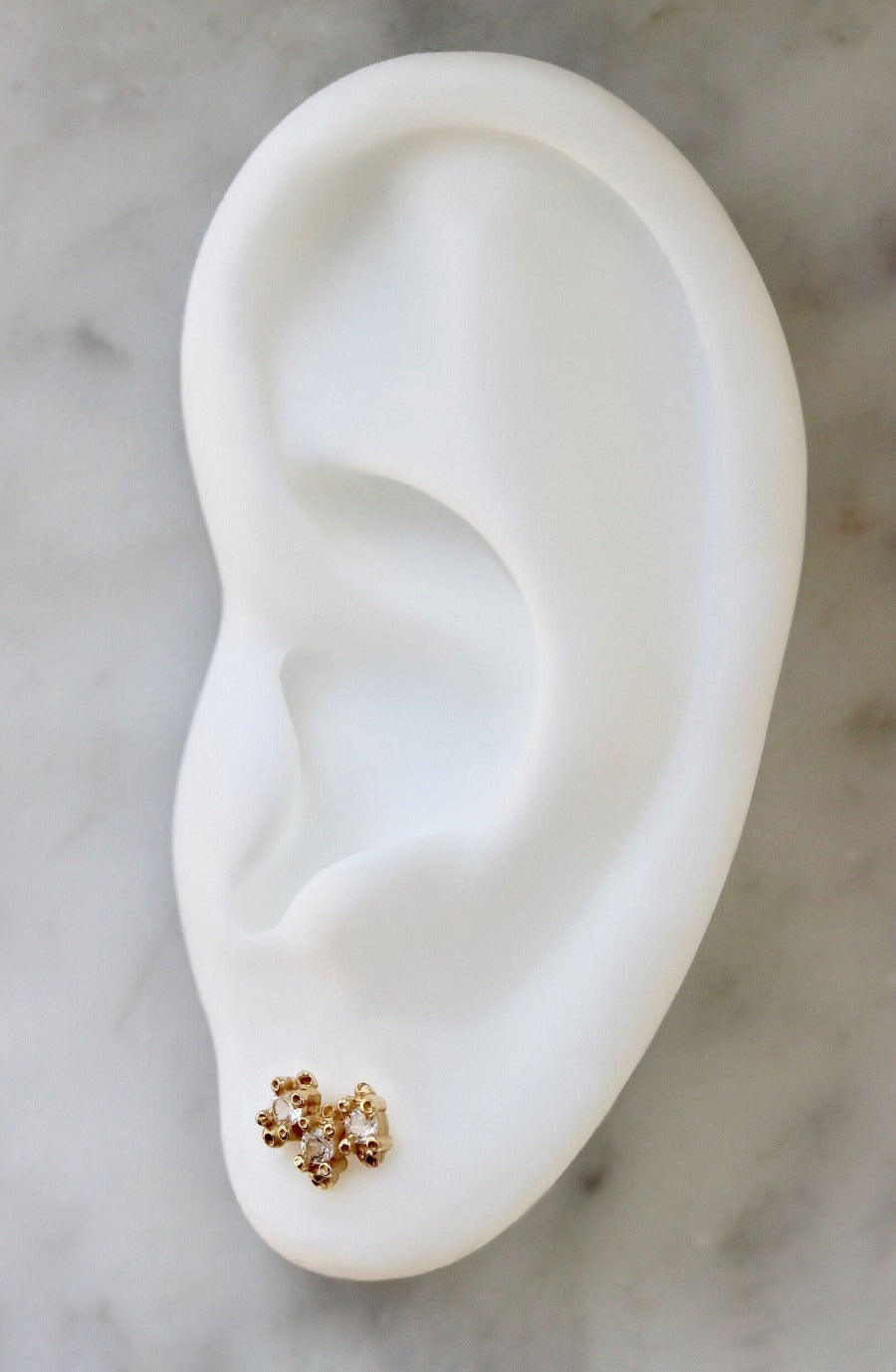 White Sapphire & Gold Earrings