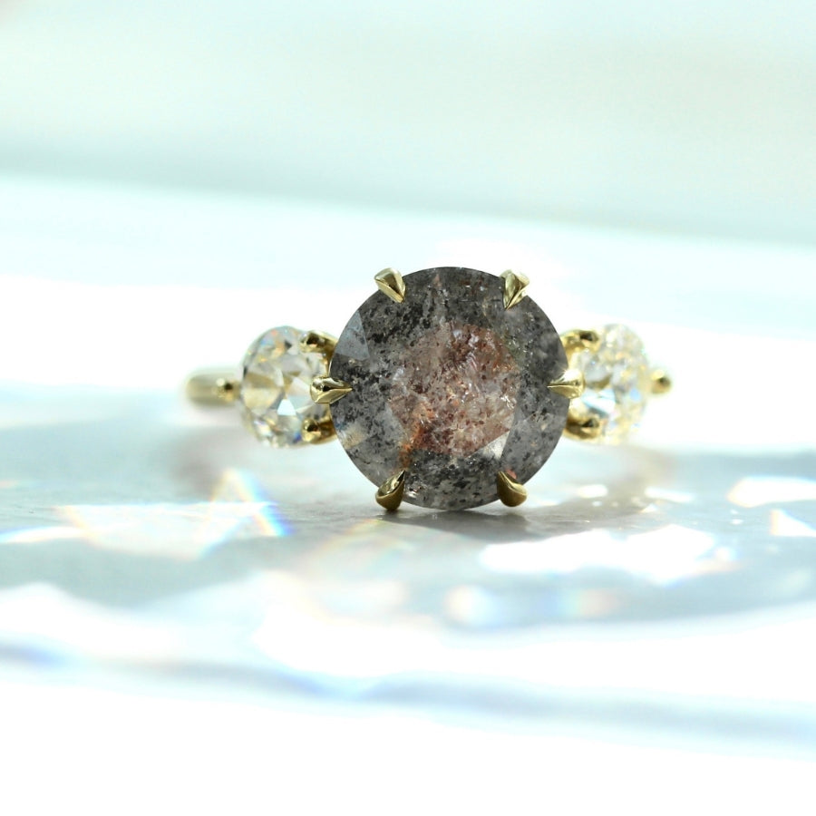 Seraphim Salt & Pepper Round Brilliant Cut Diamond Ring