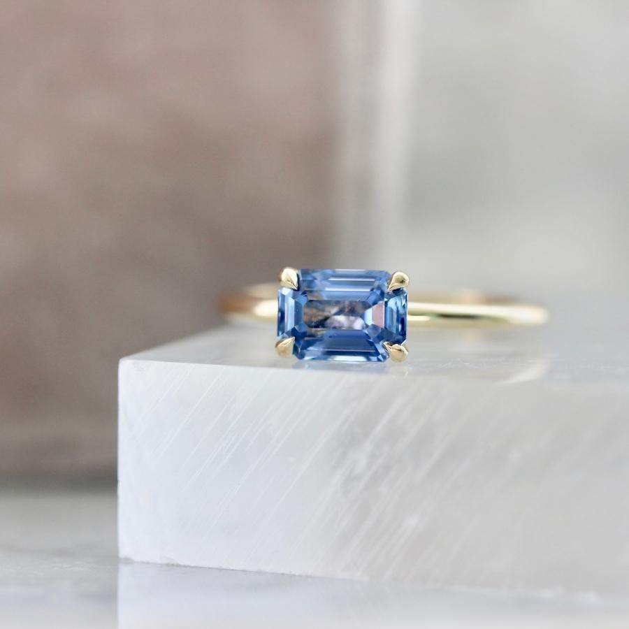 Sunrise Bay Blue Emerald Cut Ceylon Sapphire Ring
