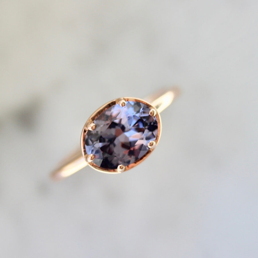 Leia Lavender Oval Cut Spinel Ring in Rose Gold