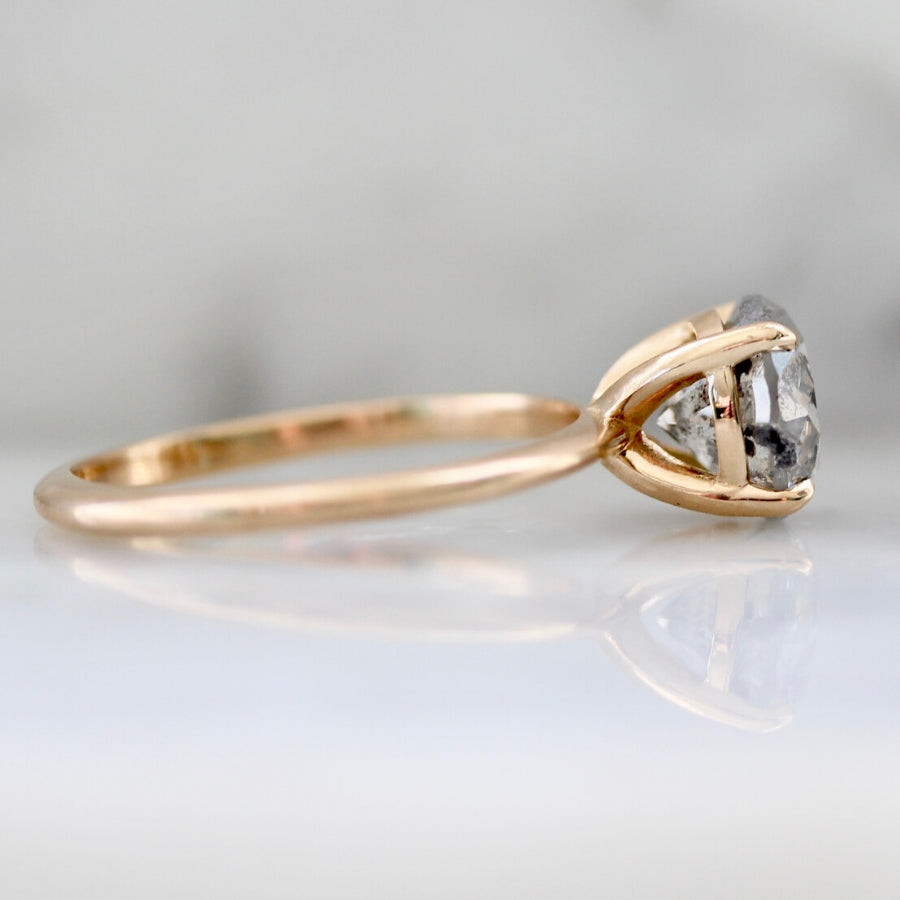 Stella 2.08 Carat Salt & Pepper Round Brilliant Cut Diamond Ring in Peach Gold