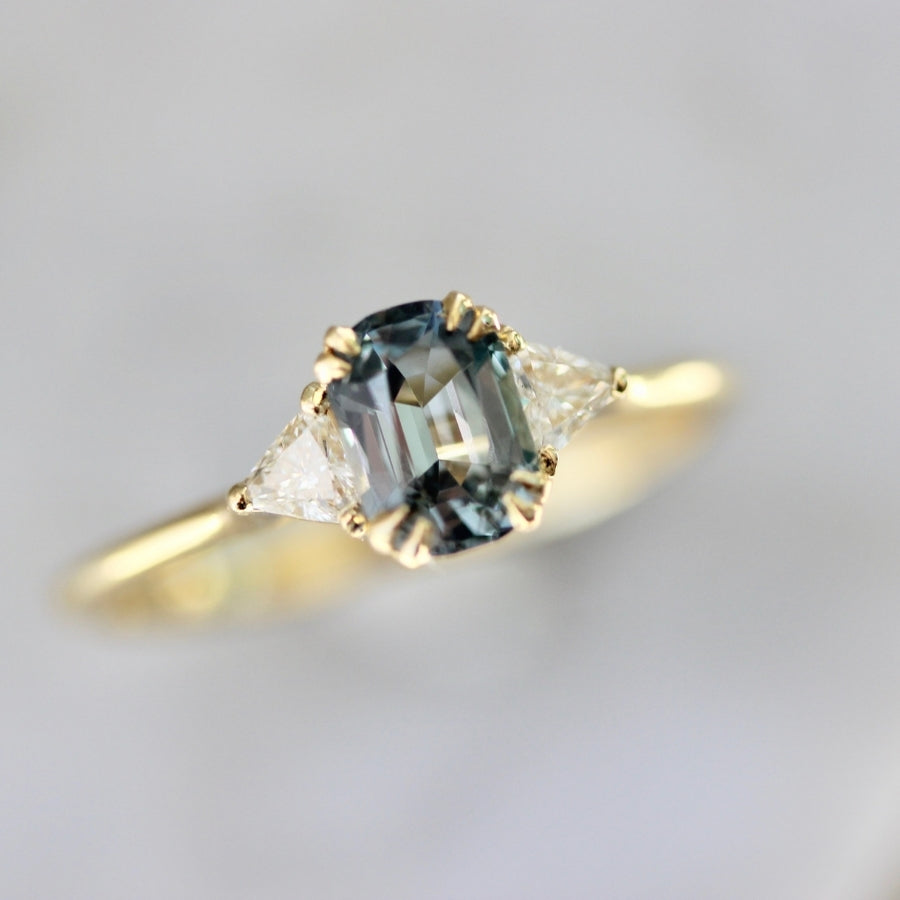 Utopia Silver-Teal Cushion Cut Spinel Ring