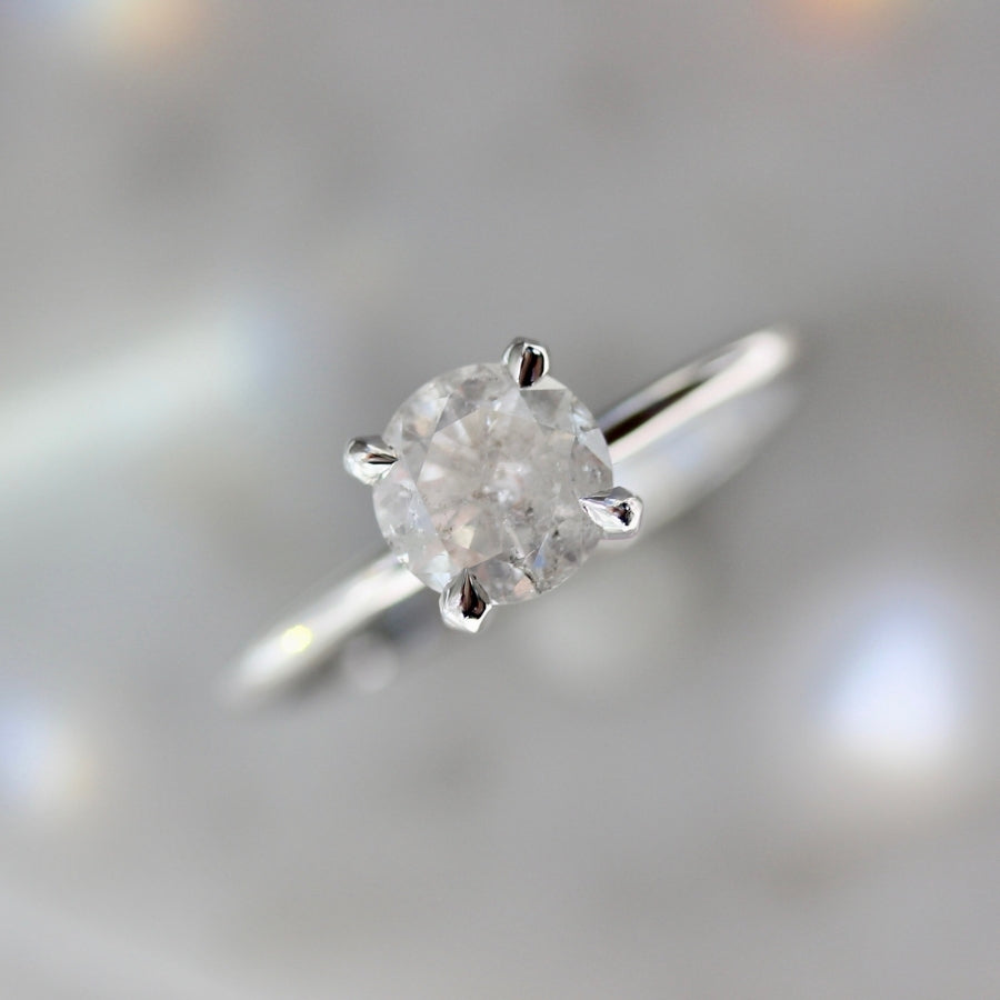 1.02 Carat Stella Salt & Pepper Round Brilliant Cut Diamond Ring