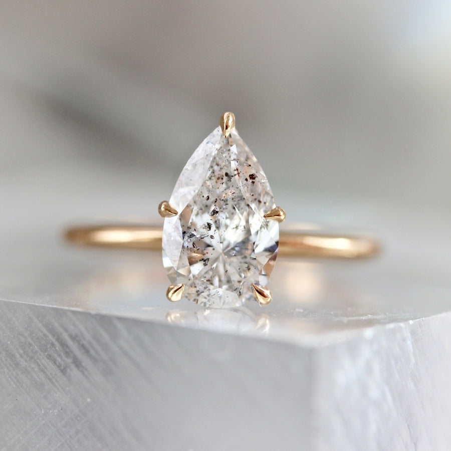 Moon Dust Salt & Pepper Pear Cut Diamond Ring