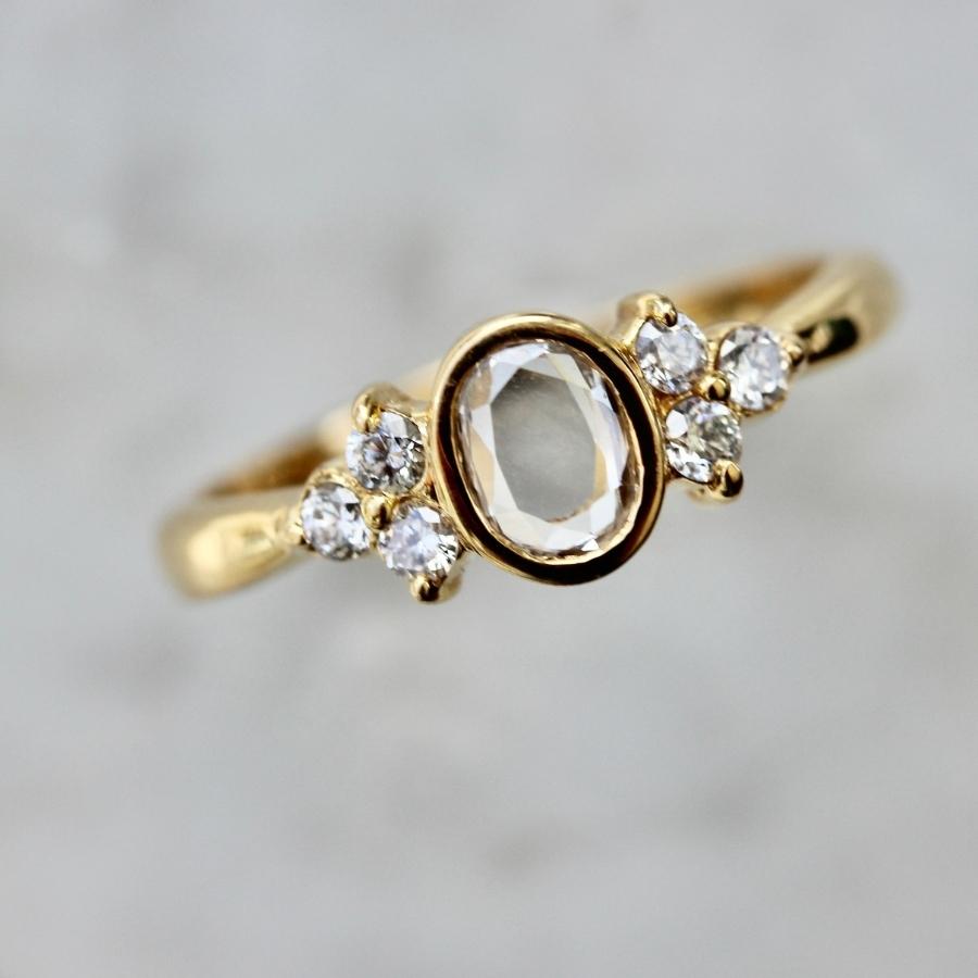 Simone White Portrait Oval Cut Diamond Ring