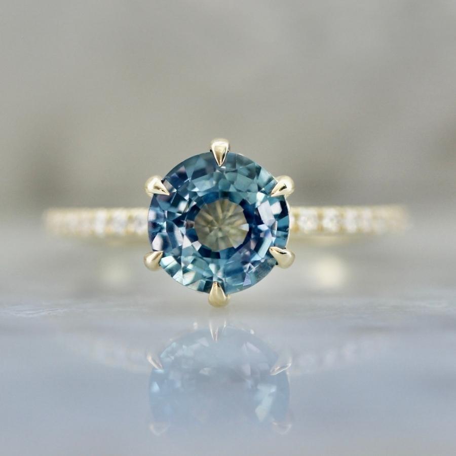 Iria Blue Round Brilliant Cut Sapphire Ring