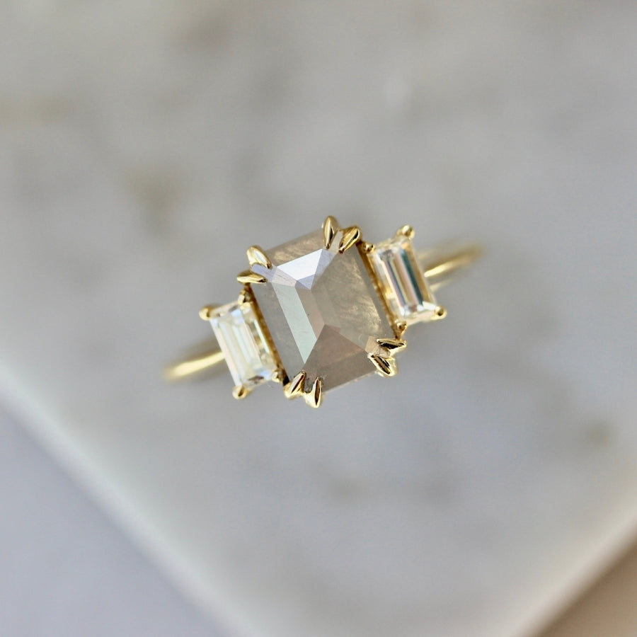 Pillow Talk Opalescent Emerald Rose Cut Diamond Ring