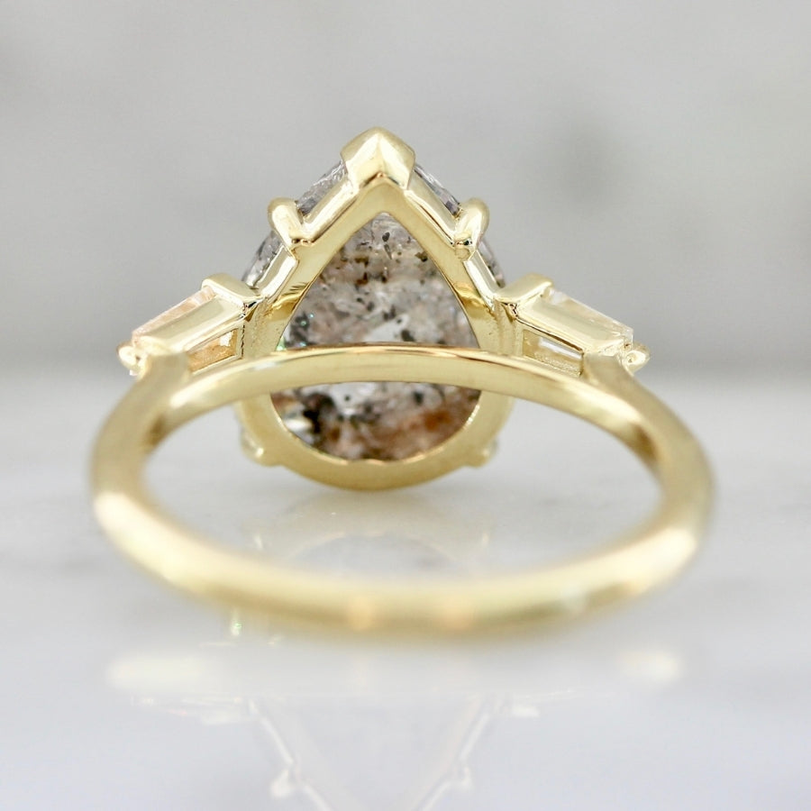 Untamed Salt & Pepper Pear Rose Cut Diamond Ring