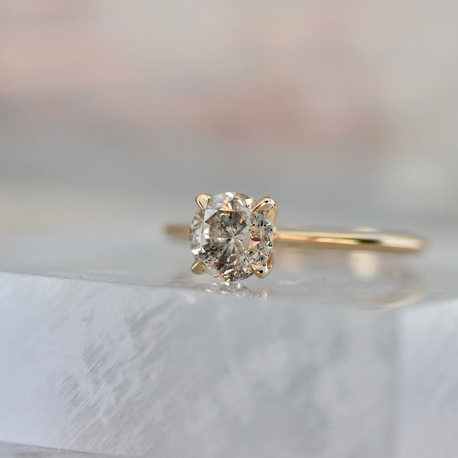 1.03 Carat Stella Champagne Salt & Pepper Round Brilliant Cut Diamond Ring