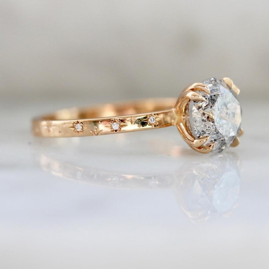 Star Born Luxe Salt & Pepper Round Brilliant Cut Diamond Ring