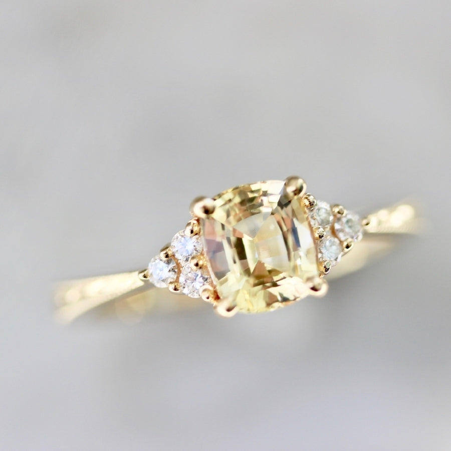 Daybreak Yellow Cushion Cut Sapphire Ring