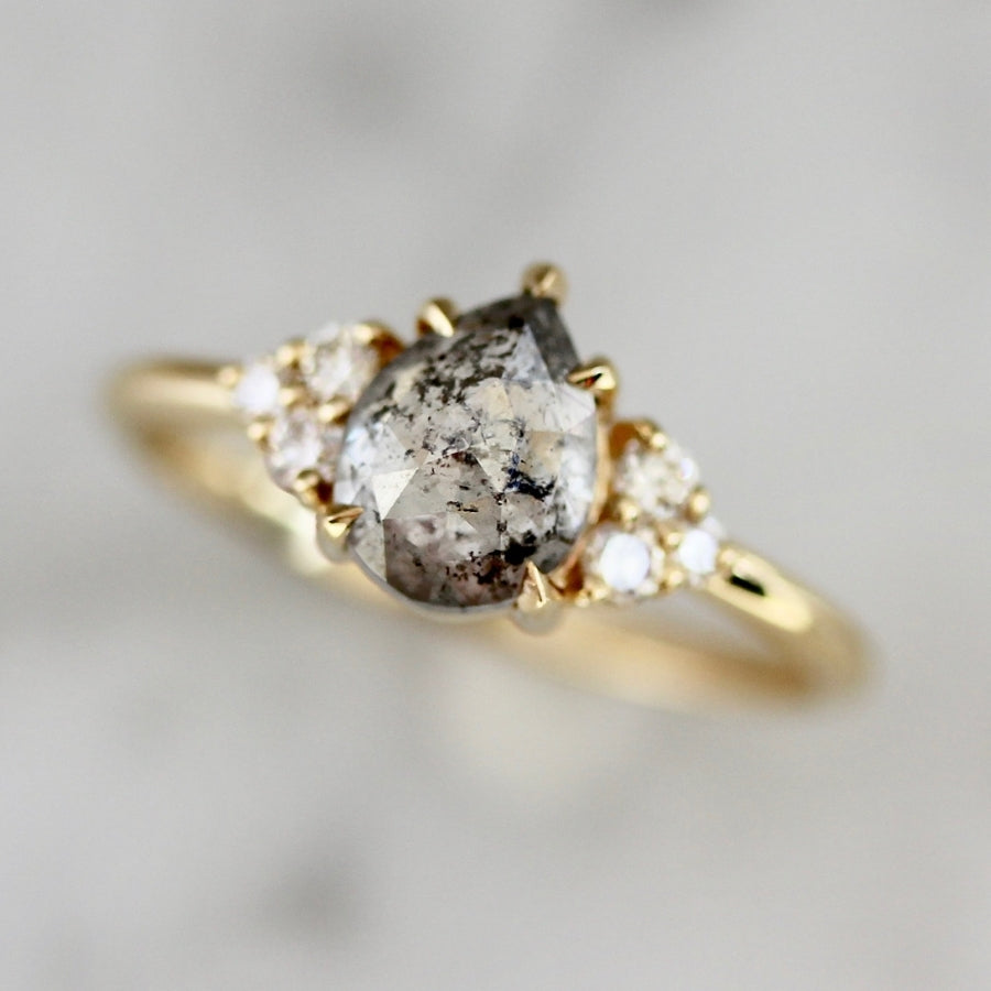 Limerick Salt & Pepper Pear Rose Cut Ring