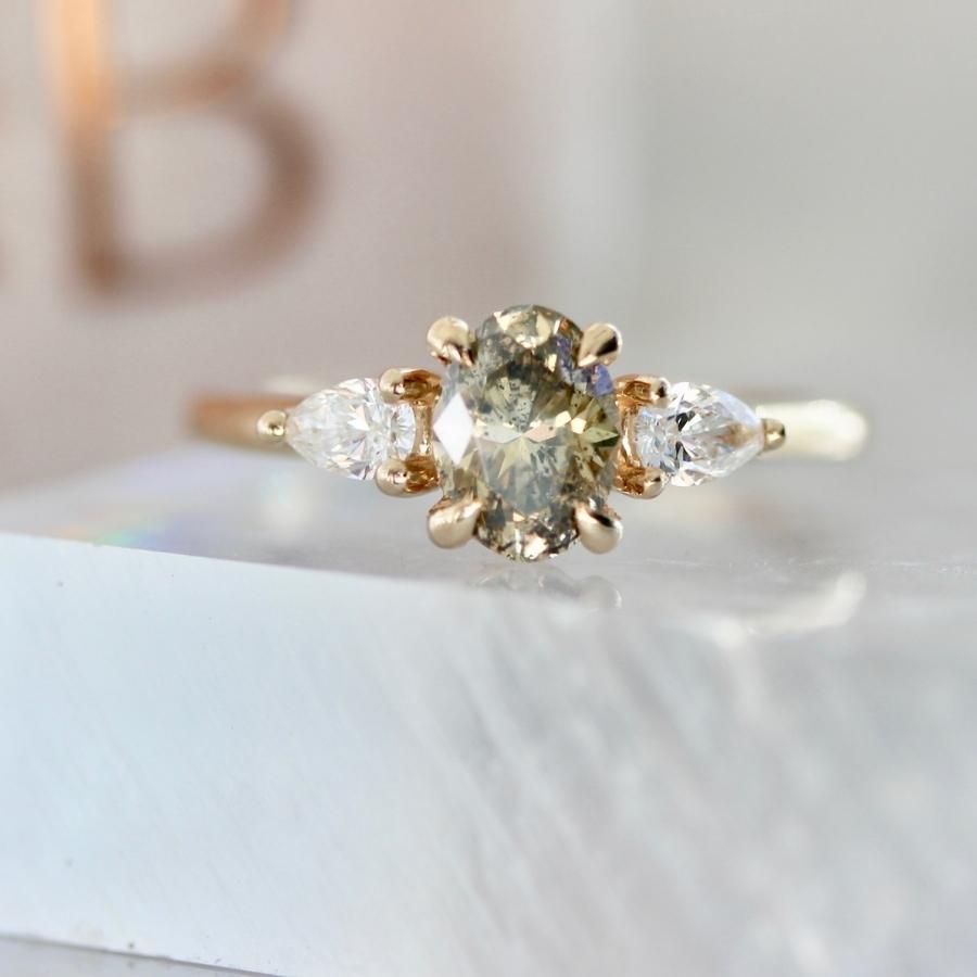 Persephone Green Oval Cut Diamond Ring