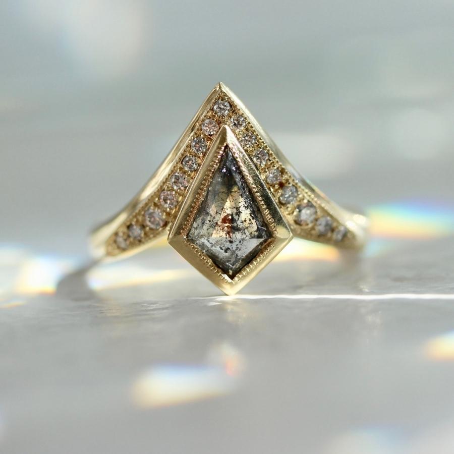 Valkyrie Salt and Pepper Kite Rose Cut Diamond Ring