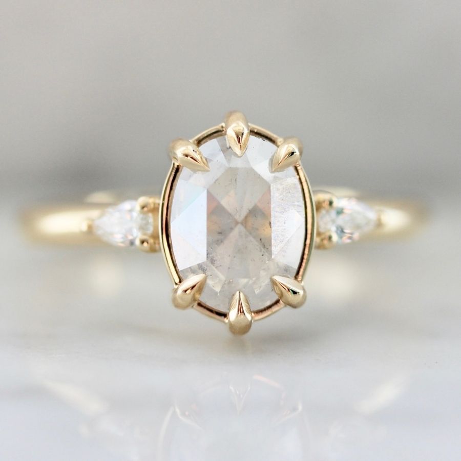 
            Lore Icy Opalescent Oval Rose Cut Diamond Ring