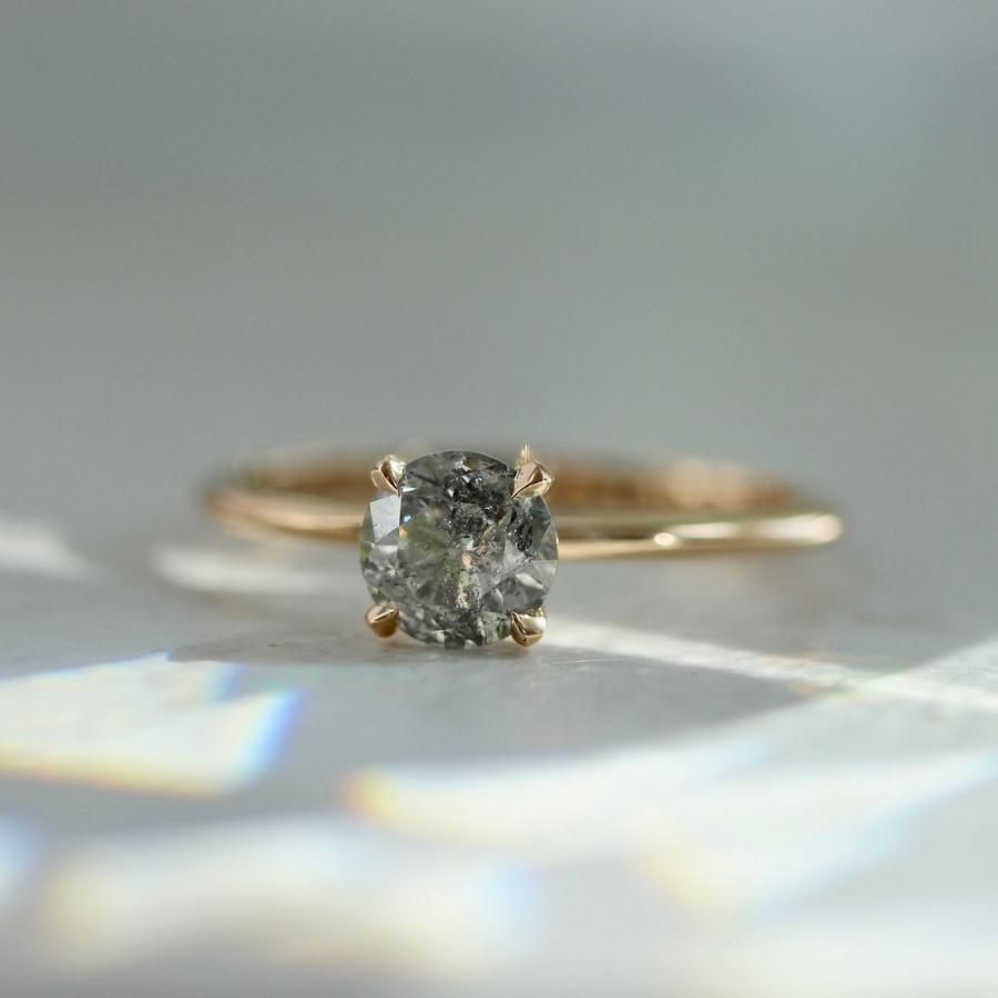 .83 Carat Stella Salt & Pepper Round Brilliant Cut Diamond Ring