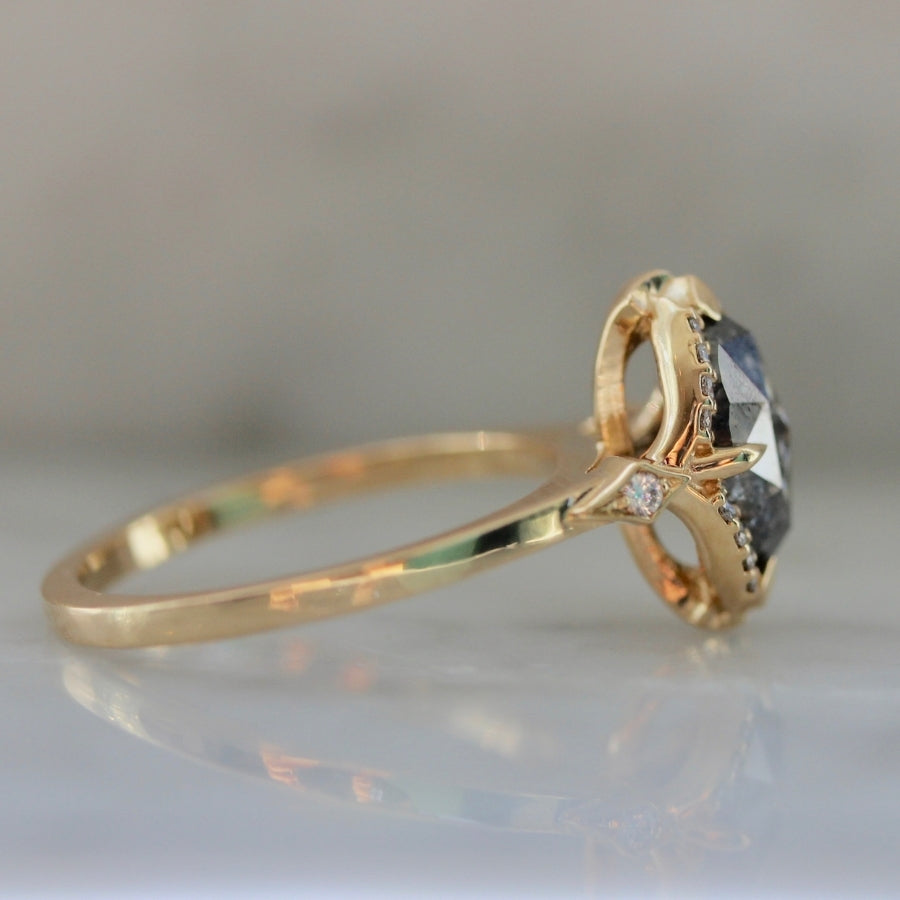 Nightingale Salt & Pepper Marquise Rose Cut Diamond Ring