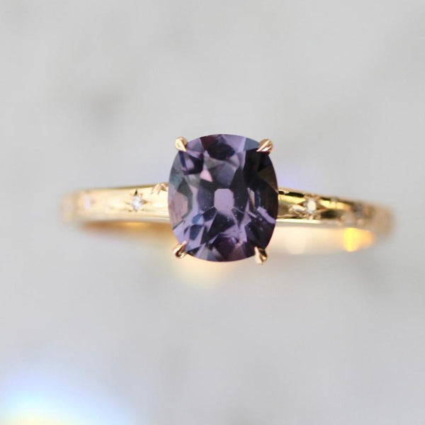 Binor Purple Elongated Cushion Cut Spinel Ring