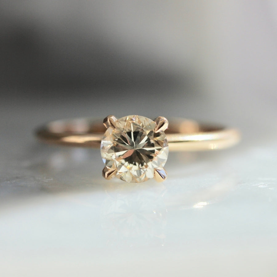 Round champagne diamond ring Clearance