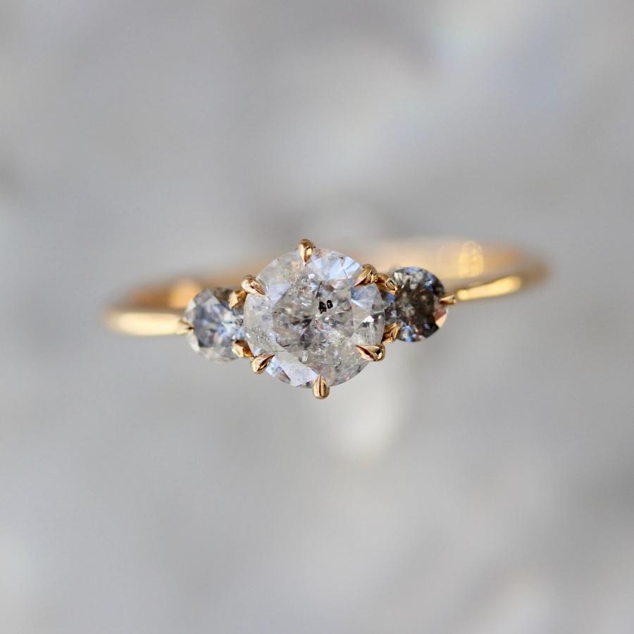 Divination Three Stone Salt & Pepper Diamond Ring
