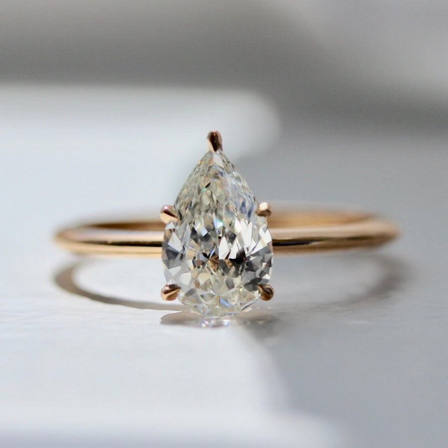 Stella Pear Cut Diamond Ring in Peach Gold