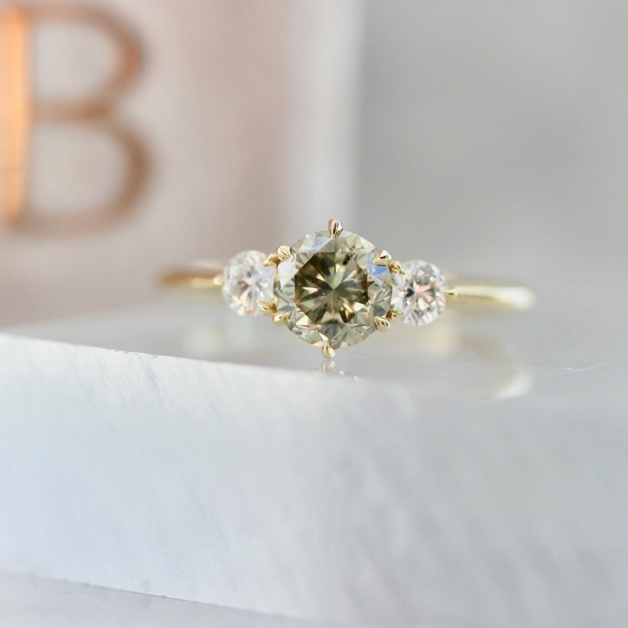 Golden Hour Champagne Round Brilliant Cut Diamond Ring