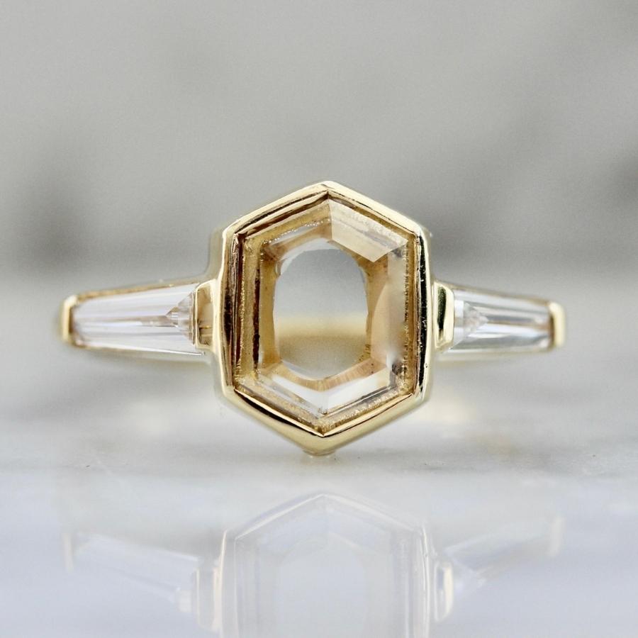 Honore White Portrait Hexagon Cut Diamond Ring
