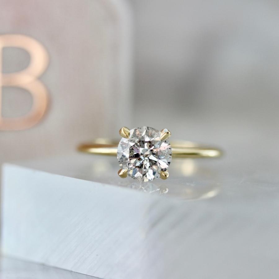 1.24 Carat Stella Salt & Pepper Round Brilliant Cut Diamond Ring