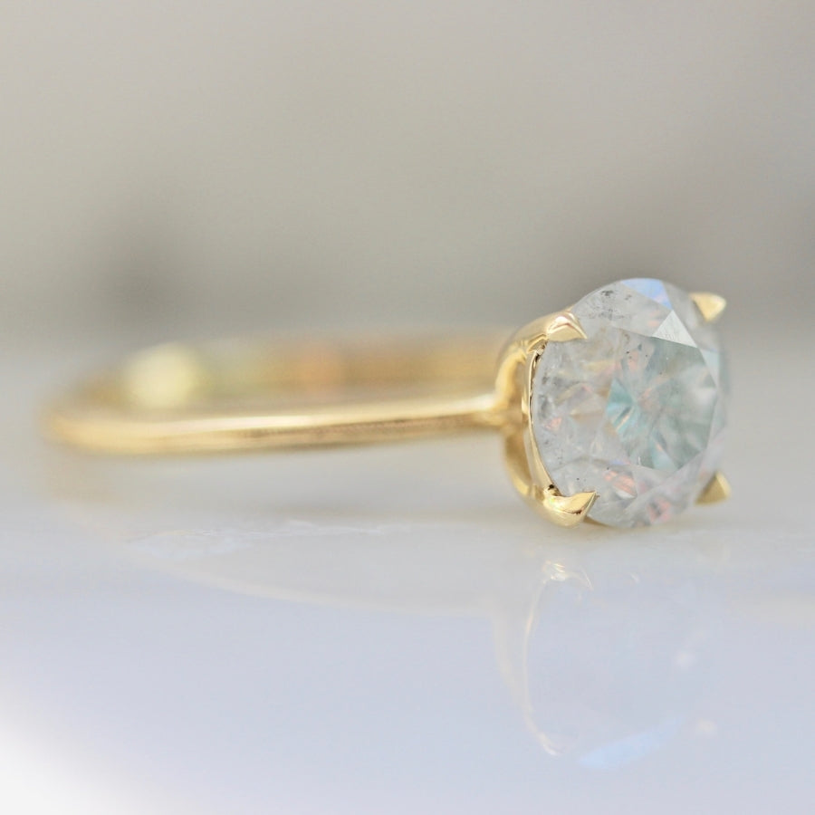 1.73 Carat Stella Grey Salt & Pepper Round Brilliant Cut Diamond Ring