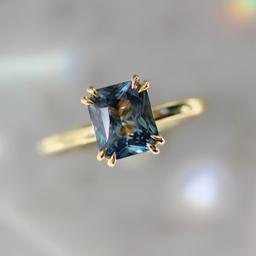 Baja Babe Light Teal Radiant Cut Sapphire Ring