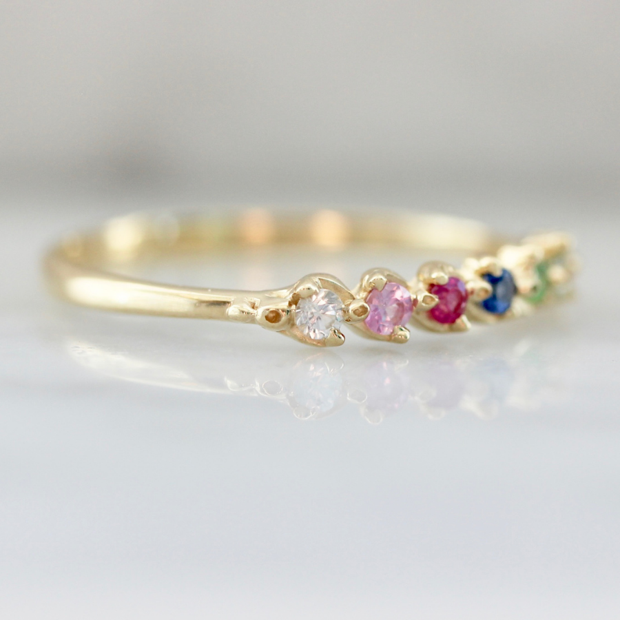 Break Free Round Brilliant Cut Rainbow Sapphire Band