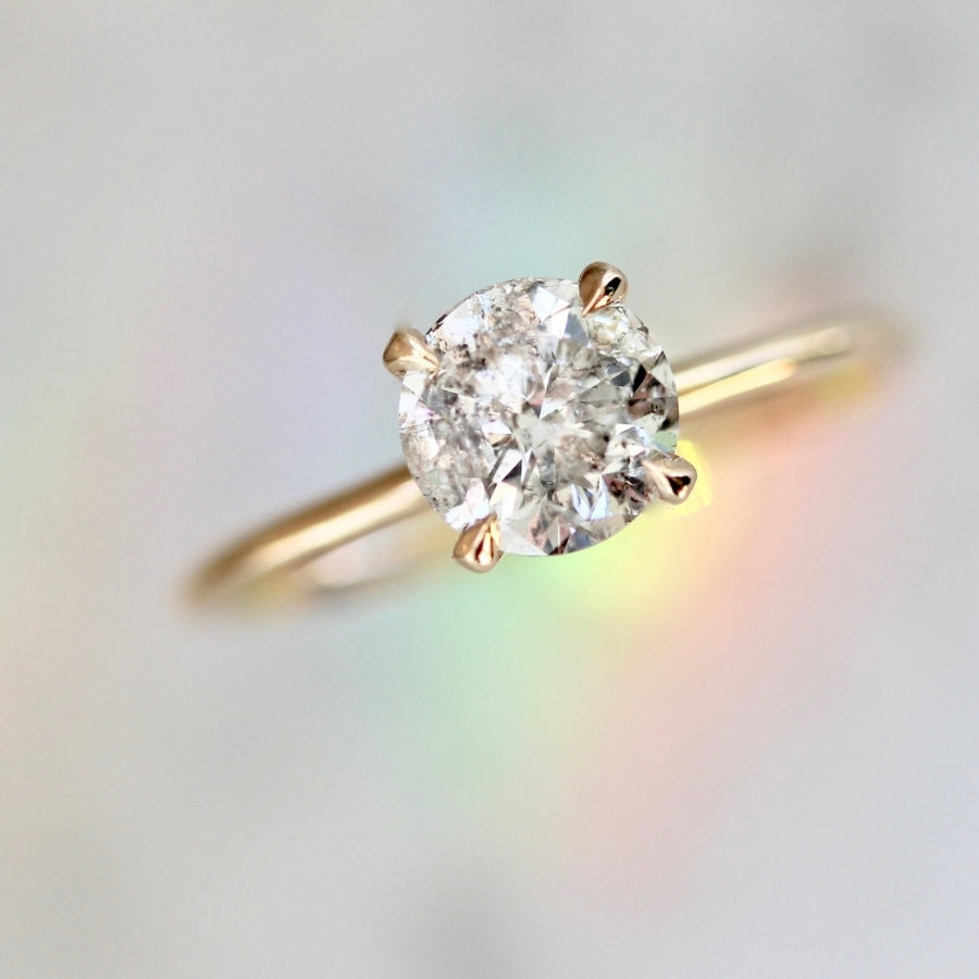 1.12 Carat Stella Salt & Pepper Round Brilliant Cut Diamond Ring