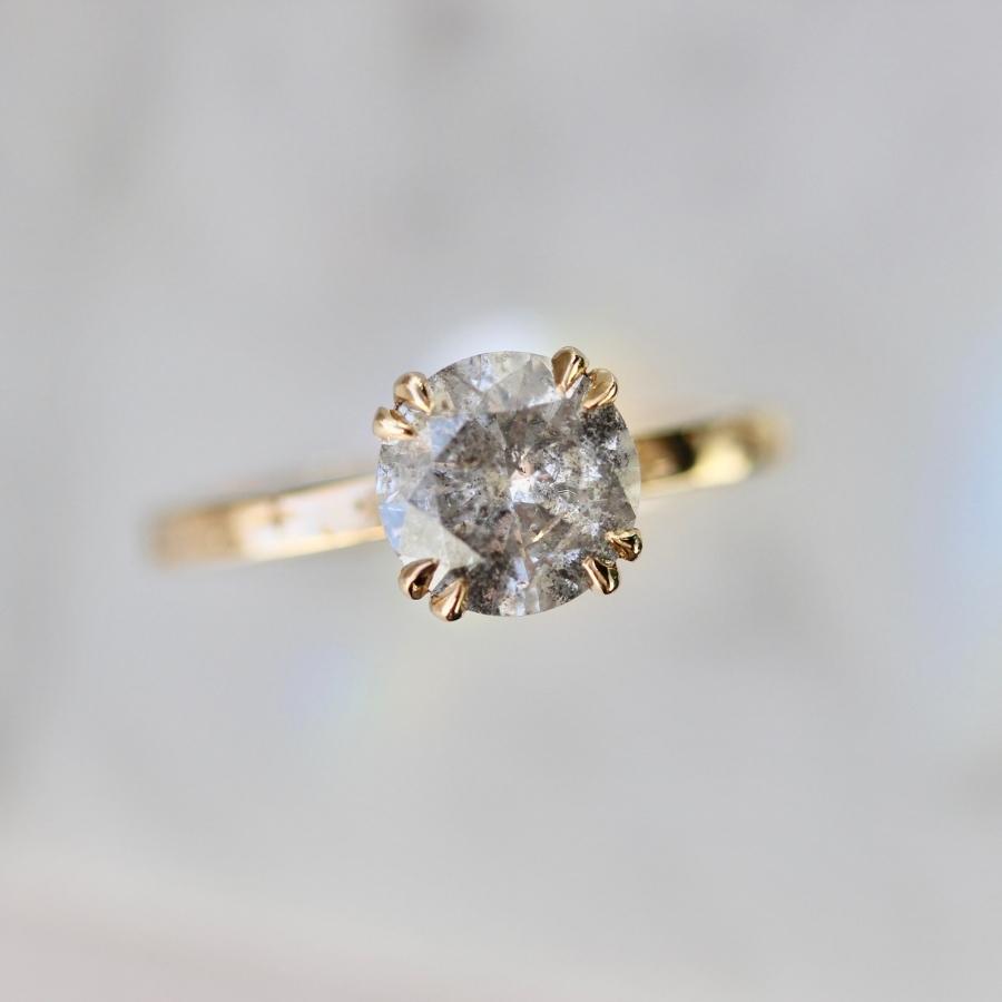 Star Born Salt & Pepper Round Brilliant Cut Diamond Ring