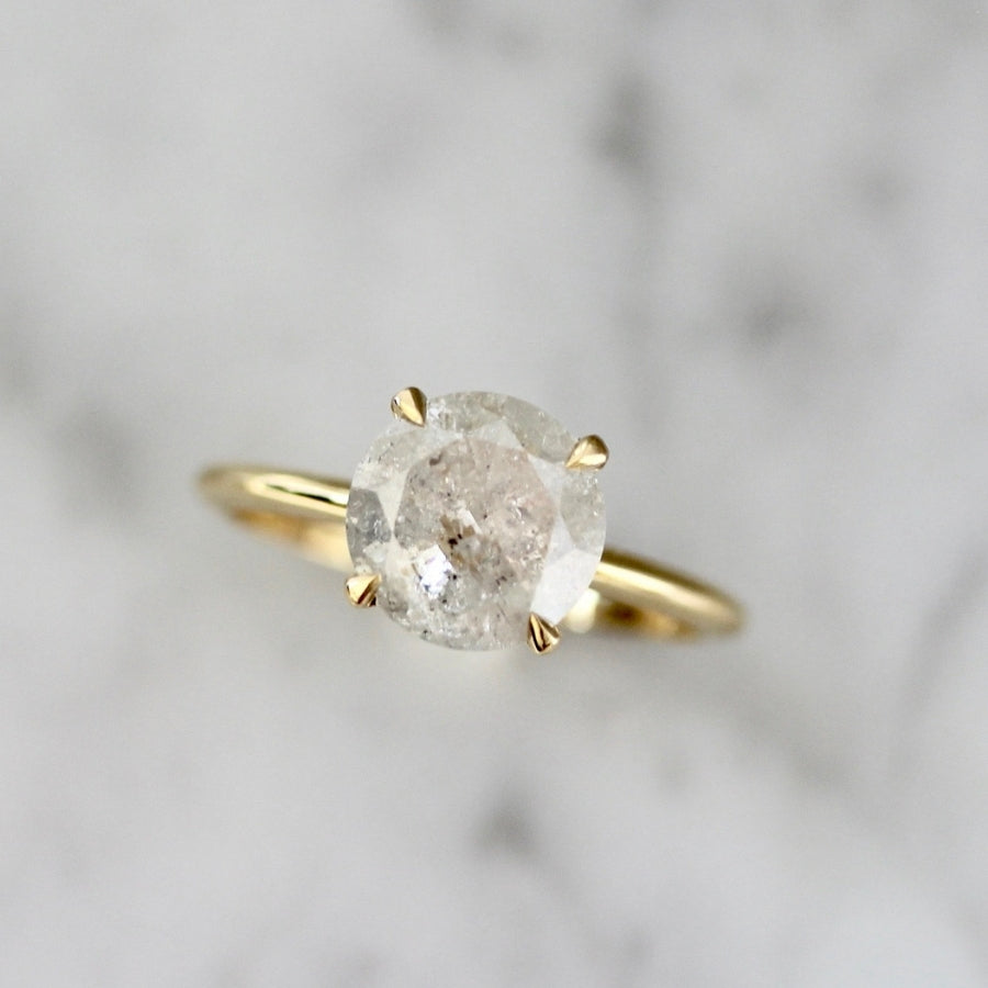 2.52 Carat Stella Icey Salt & Pepper Round Brilliant Cut Diamond Ring