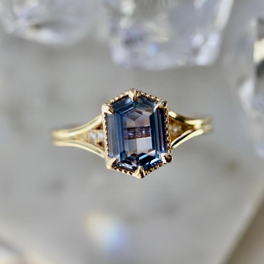 Zenon Purple Hexagon Cut Sapphire Ring