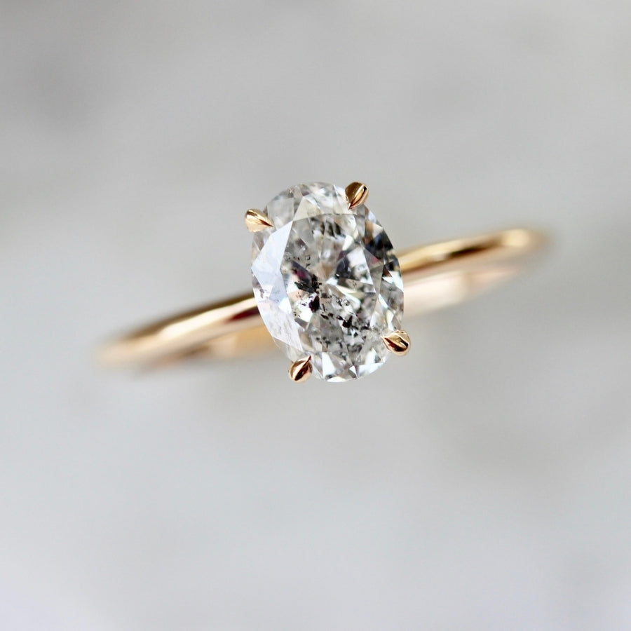 1.09 Carat Stella Salt & Pepper Oval Cut Diamond Ring