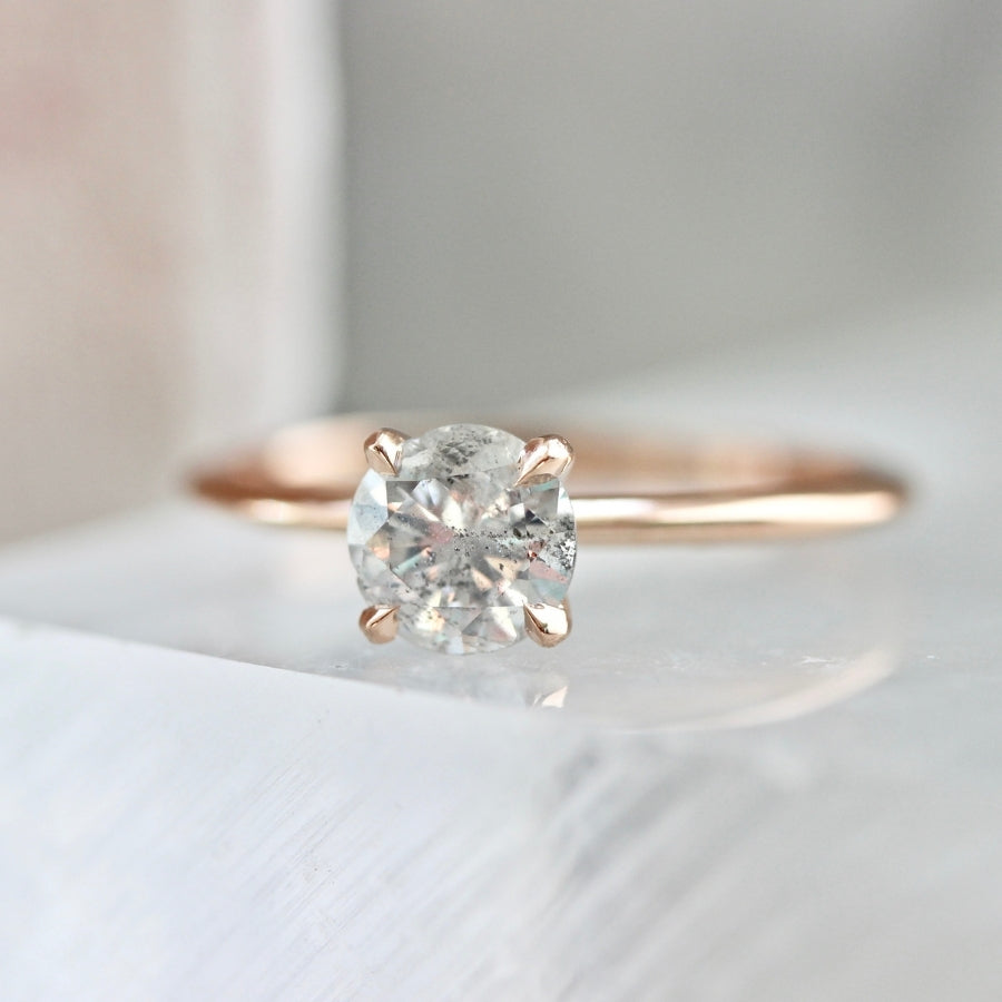 .74 Carat Stella Salt & Pepper Round Brilliant Cut Diamond Ring