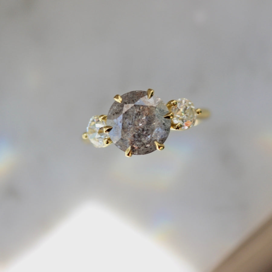 Seraphim Salt & Pepper Round Brilliant Cut Diamond Ring