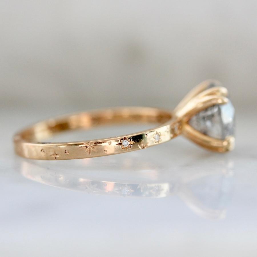 Star Born Luxe Salt & Pepper Round Brilliant Cut Diamond Ring