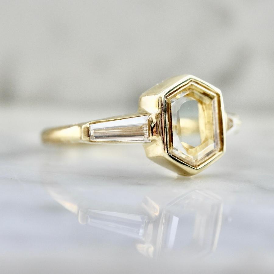 Honore White Portrait Hexagon Cut Diamond Ring