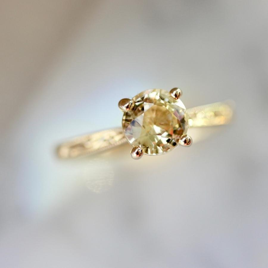 Lemon Wedge Yellow Round Brilliant Cut Sapphire Ring